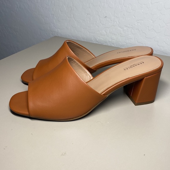 NWOT Aerosole Entree Slide Mule Block Heel Sandal Brown Size 9.5 - Picture 5 of 8